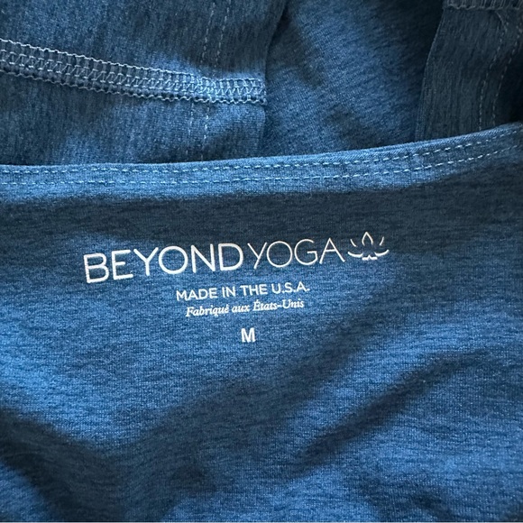 Beyond Yoga Spacedye V-Neck Longline Bra Tank Blue Medium Adjustable Straps - Picture 3 of 5